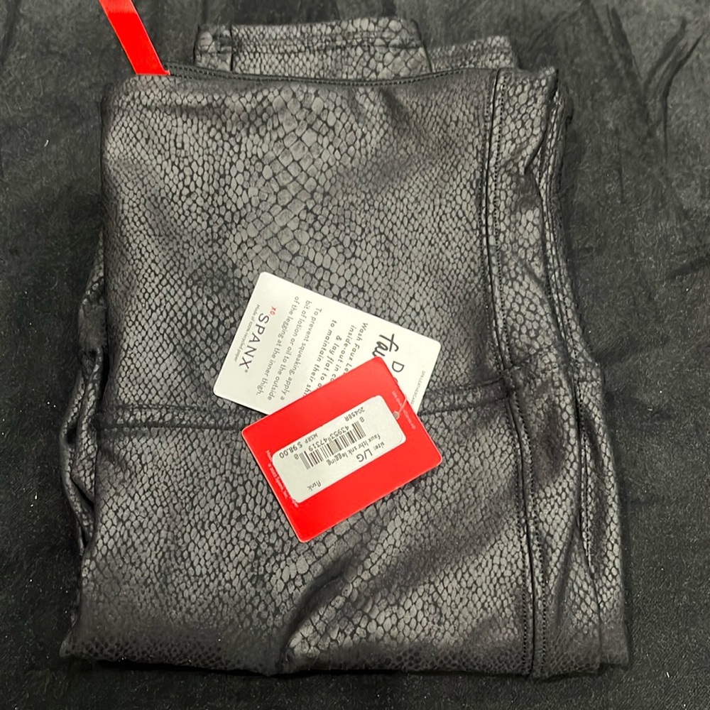 Spanx faux leather snake leggings